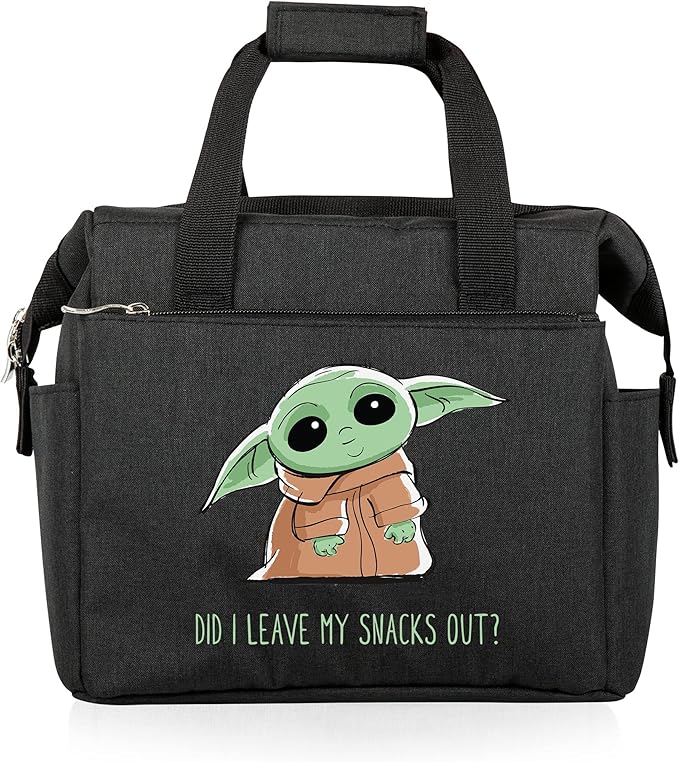 PICNIC TIME Star Wars Mandalorian Grogu On The Go Lunch Bag, Soft Cooler Lunch Box, Insulated Lunch Bag, (Black)