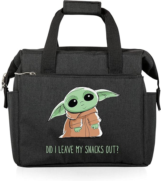PICNIC TIME Star Wars Mandalorian Grogu On The Go Lunch Bag, Soft Cooler Lunch Box, Insulated Lunch Bag, (Black)