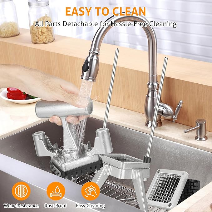 WICHEMI Commercial Chopper Dicer Vegetable Chopper Dicer Commercial Onion Chopper Dicer Potatoe Cutter Stainless Steel Fruit Vegetable Chopper French Fry Cutter Heavy Duty Food Dicer Cutter (3/8")