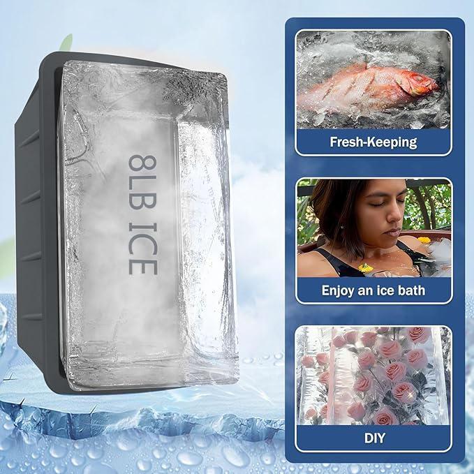 Extra Large Ice Cube Molds 4Pack 32LB Silicone Large Ice Cube Molds for Cold Plunge Tub,Reusable Ice Cube Trays for Freezer,Ice Block Molds for Home Ice Bath,Cold Plunge Accessories,Ice Bath Chiller