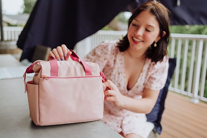 PICNIC TIME - On The Go Lunch Bag - Soft Cooler Lunch Box - Insulated Lunch Bag, (Pink)