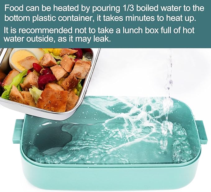 Stainless Steel Bento Box for Adults&Kids,Japanese Leakproof Lunch Box Divided Food Meal Storage Containers Set Stackable 2 Layer for Children School Picnic Matcha Green