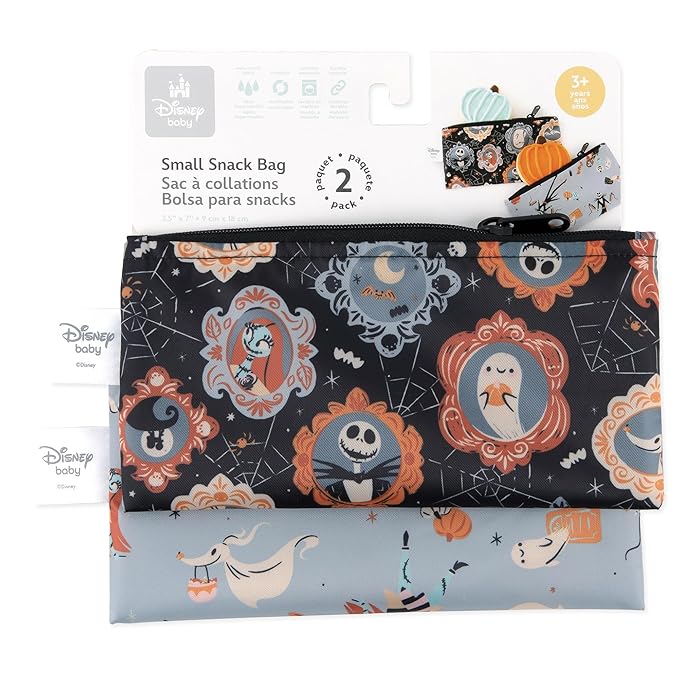 Bumkins Unisex Kid's Disney, E2 Nightmare Before Christmas-Sm, Snack Bag-2pk