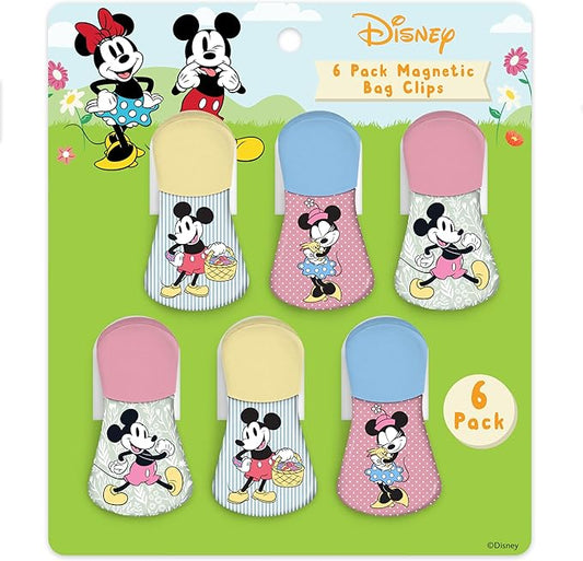 Disney Magnetic Chip Clips – Set of 6 Bag Clips for Food Storage - Mickey, Minnie, Lilo & Stitch, Winnie The Pooh – Durable Airtight Bag Chip Clips for Pantry & Fridge Use