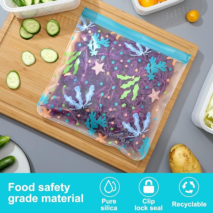 18 Pack Reusable Food Storage Bag, Freezer Gallon Bags BPA FREE Snack Bags Leakproof Sandwich Bags for Home Kitchen Organization and Storage Containers