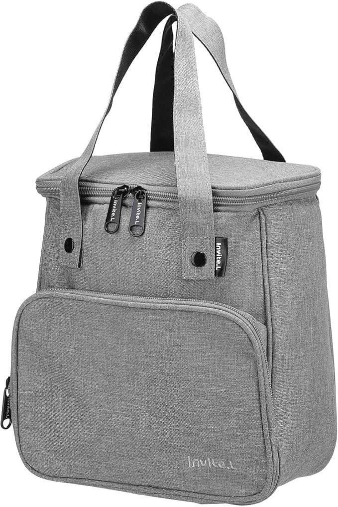 PATIKIL Insulated Lunch Bags, Bento Bags Thermal Lunch Tote Portable Food Containers Bag with Pockets for Office Camping Picnic, Grey