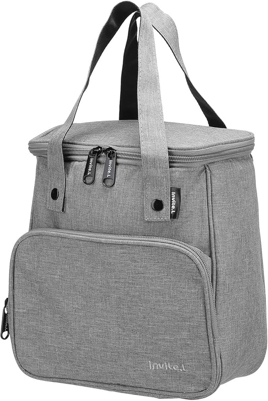 PATIKIL Insulated Lunch Bags, Bento Bags Thermal Lunch Tote Portable Food Containers Bag with Pockets for Office Camping Picnic, Grey