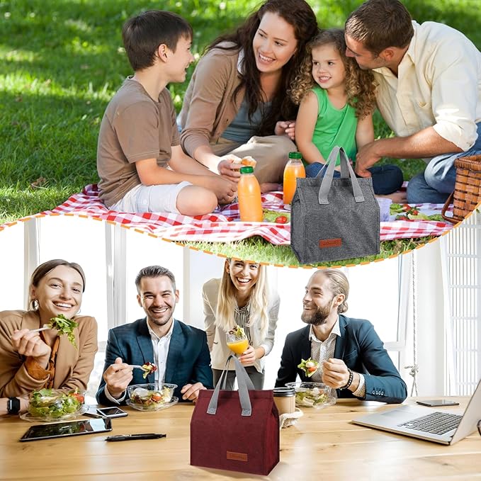 12 Pack Lunch Bags Bulk,Insulated Reusable Lunch Bags with Aluminum for Women Men,Leakproof Tote Large Lunch Box for Office,Work,Beach or Travel,Multicolor