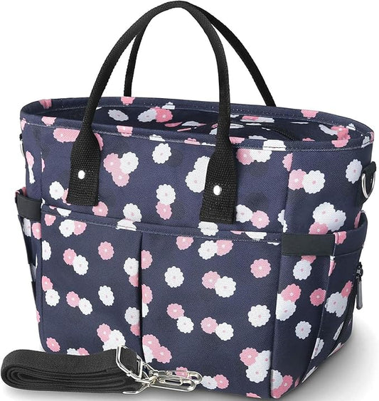 KIPBELIF Cute&Classy Roomy Insulated Lunch Bags for Women - Stylish & Functional Large Tote Adult Lunch Box for Working & Picnic (Dark Blue Plum, L)