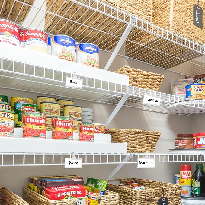 Plastic Wire Shelf Label Holder, Reusable Shelf Tags for Pantry Retail Store, Supermarket UPC Price Card & Ticket Display, Strong & Easy Clip Design Tight Snap Lock Closure. 1-1/4" H X 3" W (50)