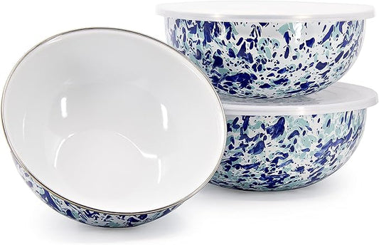 Golden Rabbit Enamelware - Set of 3 - Mixing Bowls (Ocean)