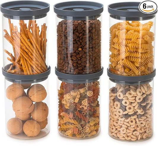 Glass Airtight Canisters with Silicone and Glass Lids – BPA-Free Borosilicate Containers for Food Prep, Storage, Wet or Dry Food Jars for Rice, Tea, Coffee, Candy – Set of 6 (28 oz)
