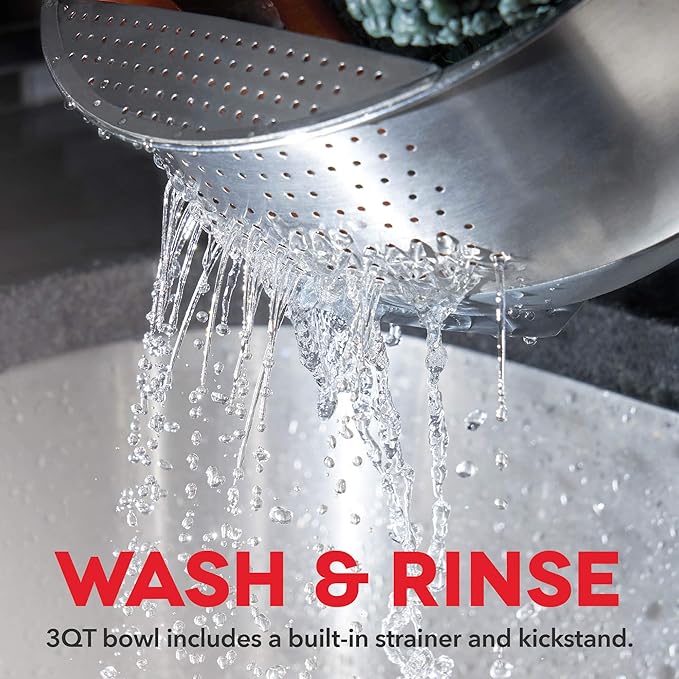 DASH Stainless Steel Mixing Bowls with Lids, Silicone Non-Slip Base with Measuring Lines and Strainer, 3 Bowl Set - 1.5 Quart, 3 Quart, & 5 Quart - Assorted Blue