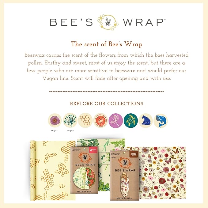 Bee's Wrap Beeswax Wraps for Food - Honeycomb Medium 3 Pack Made in USA Reusable & Organic Food Wraps, Sandwich Wrap & Bowl Covers - Eco-Friendly Alternative to Aluminum Foil & Plastic Wrap