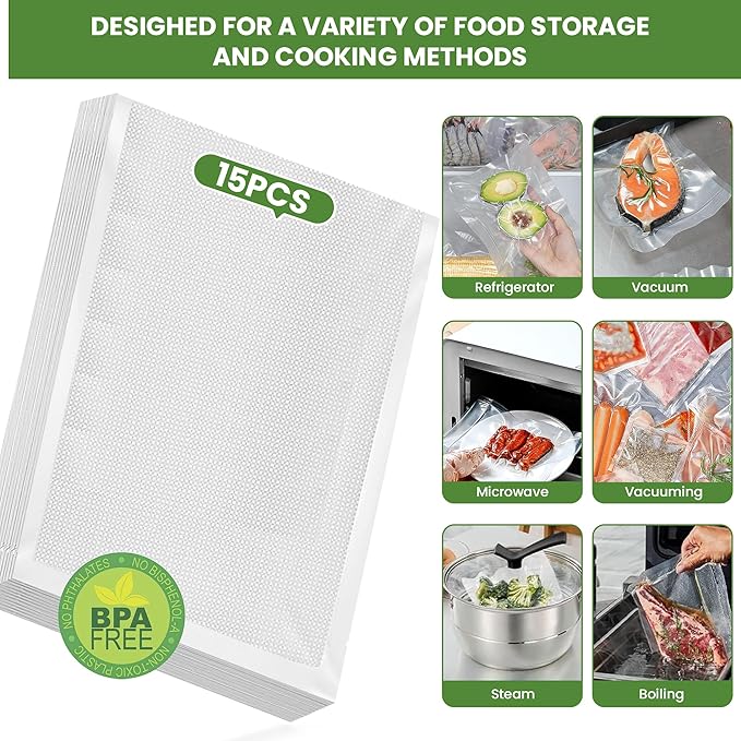Bio-th Vacuum Sealer for Food Storage, Food Saver Vacuum Sealer Machine, Fast & Compact Vacuum Sealer for Food, Multi-Functional with Dry & Wet Modes, Includes 15pcs Big Size Bags (25x30cm)