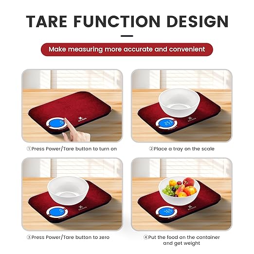 EILISON Smart Kitchen Food Scale with Bluetooth App, High-Precision Digital Food Scale for Baking, Cooking & Diet, 24 Nutrients with Macro Keto Calorie Cooking, Grams, 5g-8000g Capacity (Red)