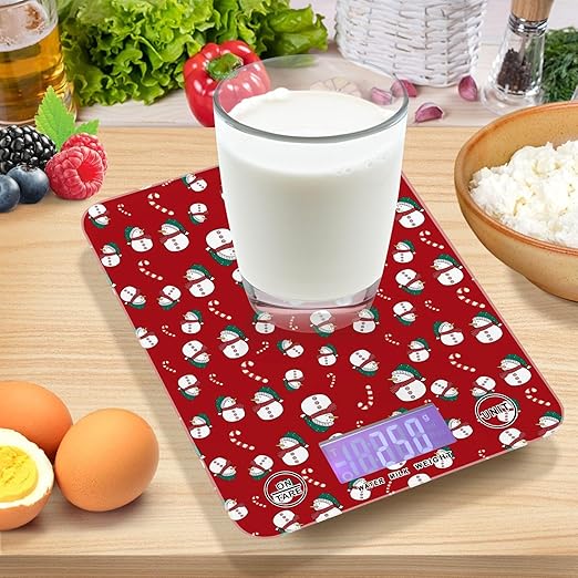 Food Scale Kitchen Scale for Baking Cooking Digital Food Weighing Measuring Scale Small Waterproof Electric Food Scale Christmas Snowman Candy Red