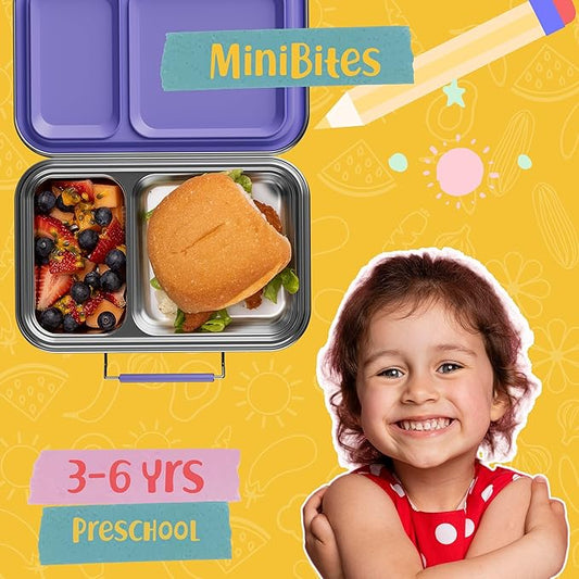 Stainless Steel Lunch Box for Kids, Leak Proof Bento Lunch Box BPA Free 304 Stainless Steel Bento Box Stainless Bento Box with Containers for School and Office(Purple)