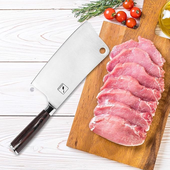 imarku Cleaver Knife 7 Inch Meat Cleaver - SUS440A Japan High Carbon Stainless Steel Butcher Knife with Ergonomic Handle, Ultra Sharp Knife, Kitchen Gadgets for Home/Restaurant, Father's Day Gifts