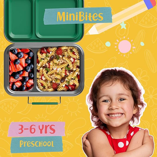 Stainless Steel Lunch Box for Kids, Leak Proof Bento Lunch Box BPA Free 304 Stainless Steel Bento Box Stainless Bento Box with Containers for School and Office(Green)
