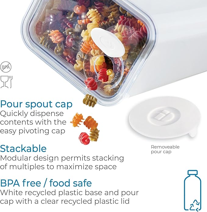 iDesign Extra Large Airtight Kitchen Canister with Removable Pour Cap - Set of 4 - White