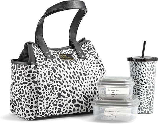 Fit & Fresh Lunch Bag For Women, Insulated Womens Lunch Bag For Work, Leakproof & Stain-Resistant Large Lunch Box For Women With Containers and Matching Tumbler, Zipper, Westerly Lunch Bag, Cheetah