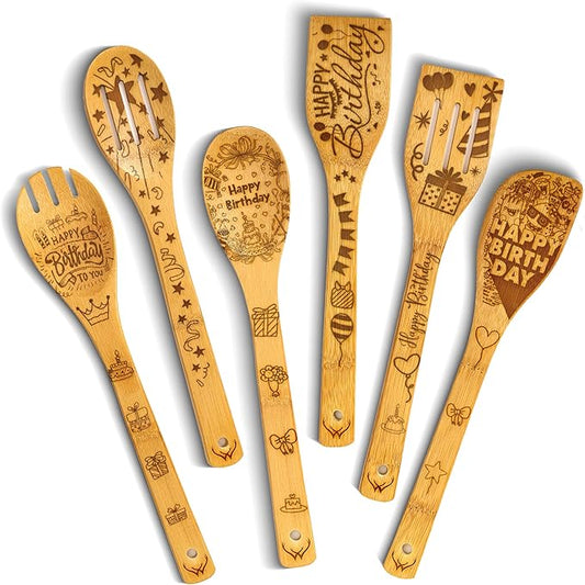 Birthday Gifts for Women – Premium Wooden Spoons for Cooking – Unique 40th Birthday Gifts Women & 50th Birthday Gifts for Her – Stylish Wooden Kitchen Utensil Set for Everyday Use