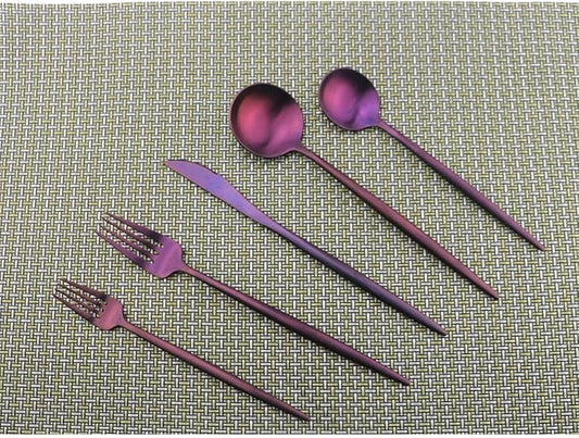 Flatware Set for 4, Luxury 20 Pieces Purple Plated Copper Color 18/10 Stainless Steel Silverware Flatware Sets Spoons Knives and Forks Set, Service for 4