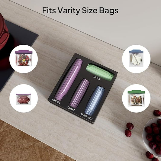 Aquiver Acrylic Food Storage Bags Organizer Bags Holder (Black), Clear