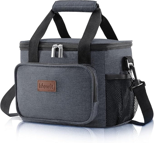 Lifewit Large Lunch Bag Insulated Lunch Box Soft Cooler Cooling Tote for Adult Men Women, Dark Gray 12-Can (9L)
