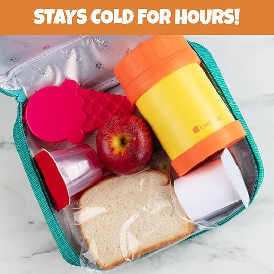 Ice Cream Reusable Hard Ice Pack- Set of 3- Fits Easily Inside Kids Lunch Box, Bento, Insulated Cooler Bag- Long Lasting Slim, Space Saving- Cool Freezer Packs Keep Food Cold For Hours- Back to School
