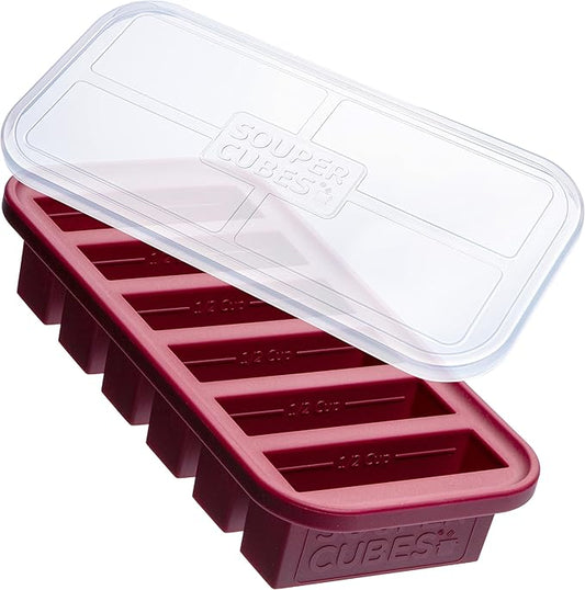 Souper Cubes 1/2 Cup Silicone Freezer Mold, Perfect for Storing Soups, Sauces, Juices, Desserts, Smoothie Prep and More, Freezer Portion Mold for Meal Prepping - Cranberry - 1-Pack