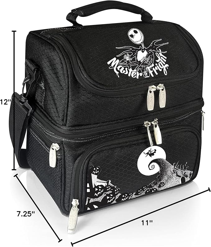 PICNIC TIME Disney Nightmare Before Christmas Jack Pranzo Lunch Bag, Insulated Lunch Box with Utensil Set, Lunch Cooler Bag, (Black), 11 x 7.5 x 12