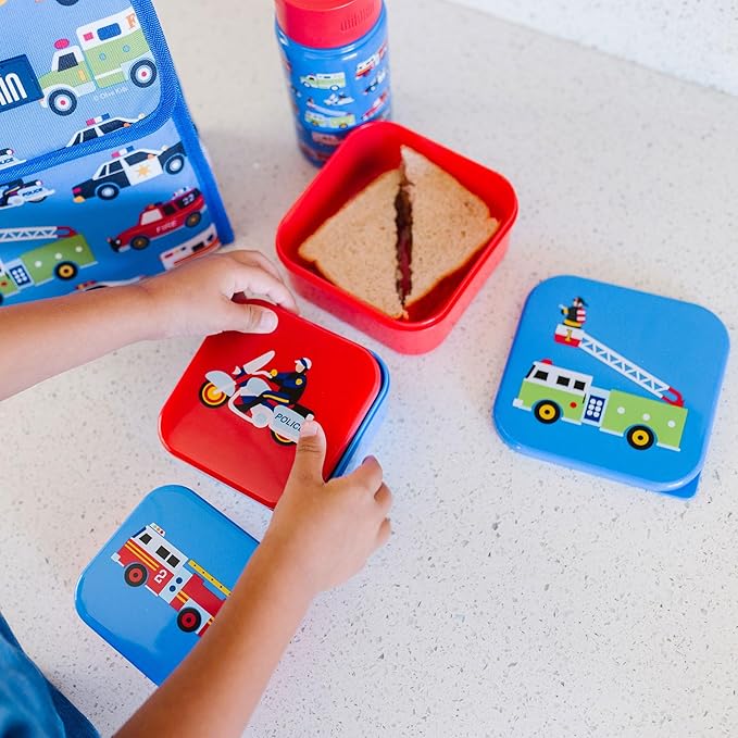Wildkin Nesting Food Containers for Kids – Stackable, Airtight & Dishwasher Safe - Set of 3 - Heroes