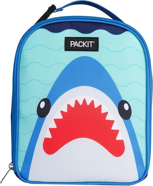 PackIt®️ Freezable Playtime Lunch Box, Shark Attack, Built with ECOFREEZE® Technology, Collapsible, Reusable, Zip Closure With Buckle Handle, Perfect for Keeping Lunches Fresh