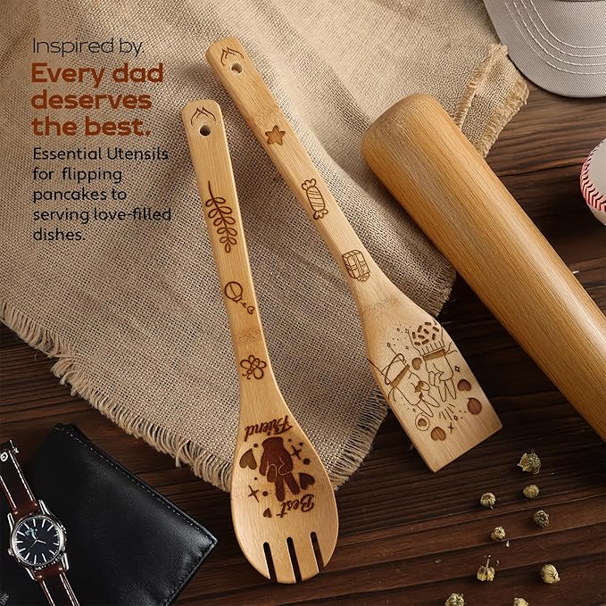 Woodlands-USA Best Friend Wooden Spoons for Cooking - Perfect Birthday Gifts for Best Friend, Bamboo Spoons & Wooden Kitchen Utensil Set,Unique Best Friend Birthday Gifts for Women Who Have Everything