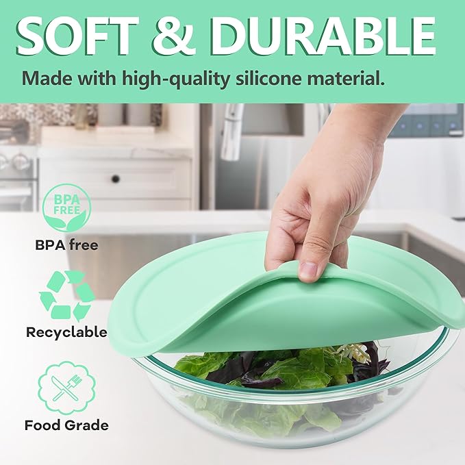 1 Pack Silicone Lids Only Fit for Pyrex 326-4 Quart Smart Essentials Rimmed Glass Mixing Bowls, Dishwasher and Microwave Safe (Lids Only)