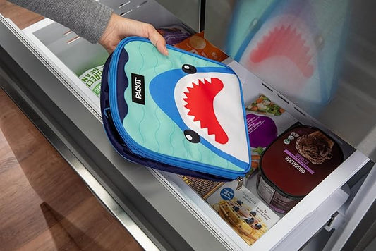 PackIt®️ Freezable Playtime Lunch Box, Shark Attack, Built with ECOFREEZE® Technology, Collapsible, Reusable, Zip Closure With Buckle Handle, Perfect for Keeping Lunches Fresh