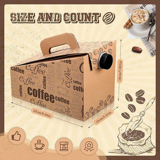 10 Pack Disposable Coffee Box Dispensers 96 oz Insulated Portable Coffee Carrier Containers with Handle for Parties Catering Liquid Carrier