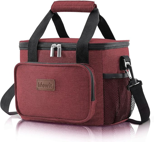 Lifewit Large Lunch Bag Insulated Lunch Box Soft Cooler Cooling Tote for Adult Men Women, Burgundy 12-Can (9L)
