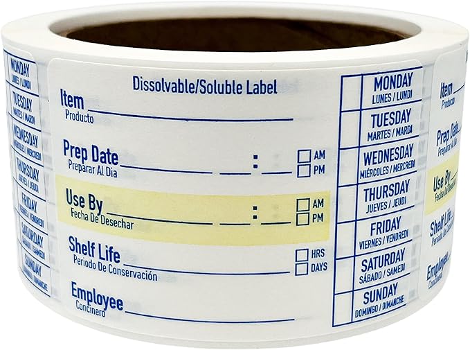 2x3 Food Labels - 250 Dissolvable Stickers for Containers, Kitchen, Freezer, Baby Food, Leftovers