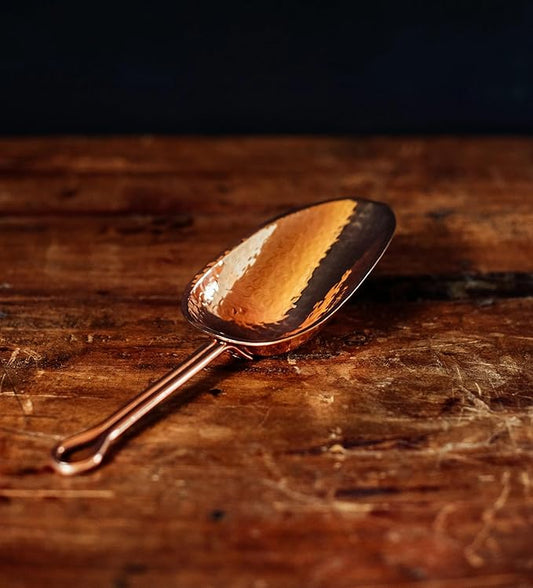 Sertodo Copper Scoop for Ice and Dry Goods | Pure Copper, Heavy Gauge, Hand Hammered | Copper Handle | 0.5 Cup / 4 oz Capacity