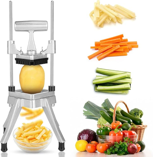 WICHEMI Commercial Onion Chopper Vegetable Cutter Fruit Dicer Heavy Duty Stainless Steel Vegetable Fruit Chopper Professional Food Dicer Cutter for French Fry Potato Pepper Tomato (1/2")