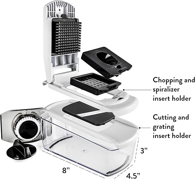 Fullstar Vegetable Chopper, Mandoline Slicer - Cheese Grater, Food Chopper with Container, Kitchen Gadgets, Home Essentials (7-in-1, White/Black)