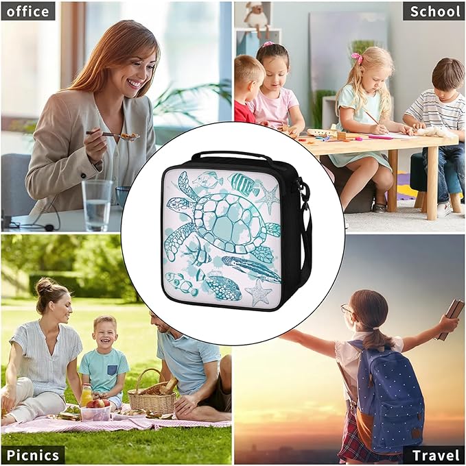 Lunch Bag Personalized Sea Turtle Ocean Lunch Bag Gifts Insulated Lunch Bag Reusable Lunch Box Picnic Travel Lunch Tote Bag Snack Bag