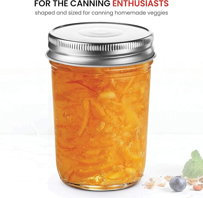 Paksh Novelty - Food Storage Container - Glass Jars with Silver Metal Airtight Lids for Meal Prep, (10 Pack) (8 Ounce)
