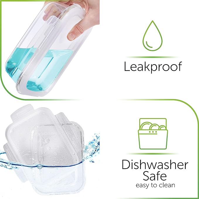 PrepNaturals 8 Pack 36 Oz Glass Meal Prep Containers - Dishwasher Microwave Freezer Oven Safe - Glass Storage Containers with Lids (Multi-Compartment)