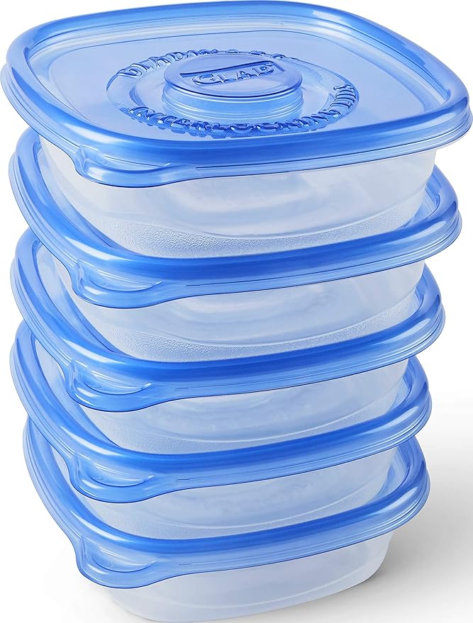 Glad Medium Square Food Storage Containers for Everyday Use | Medium Square Food Storage Containers Hold up to 25 Ounces of Food (25 Oz) |5 Count, Standard Food Containers (Pack of 4)