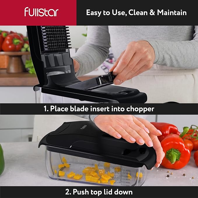 Fullstar Vegetable Chopper and Spiralizer - Food Chopper with Container, Fruit Slicer, Kitchen Gadgets & Accessories, Home Essentials (8 in 1, Black)