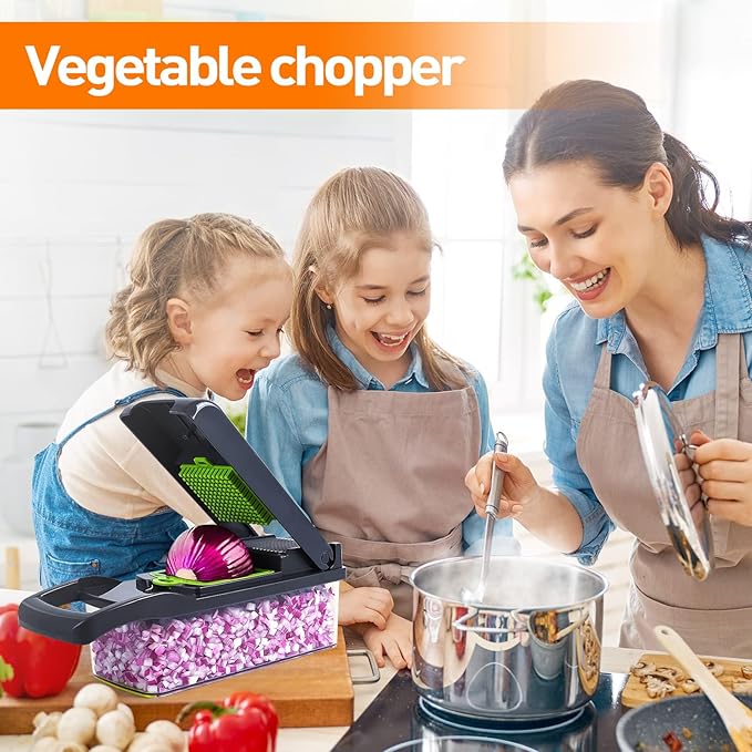 APSARAS USA Pro 15 in1 Vegetable Chopper, Onion Chopper, Food Chopper with Container, Vegetable Cutter & Spiralizer for Onion Salad, Slicer&Spiralizer(Home Essential Gadget&Kitchen) 1.5L